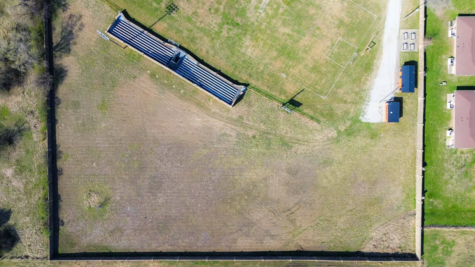 Top-down aerial view of the grandstand and playing surface.